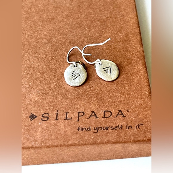 Retired Silpada Sterling Silver earrings with gold & pearl - Picture 3 of 6